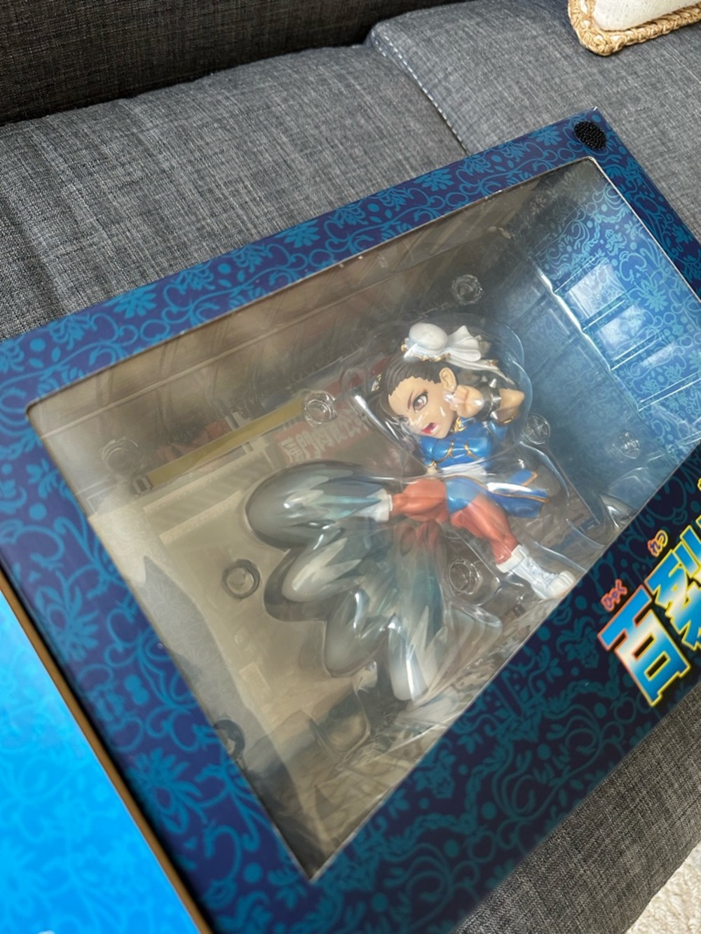 Chun-Li Street Fighter Figure in Blue Costume with Energy Effect